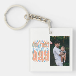 Llavero Nuestro Primer Día del Padre Retro Foto Personaliz