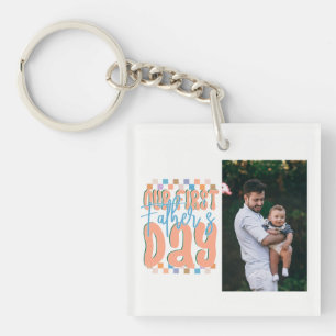 Llavero Nuestro Primer Día del Padre Retro Foto Personaliz