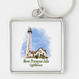 Llavero Nueva acuarela del faro de la Isla Presque - Michi