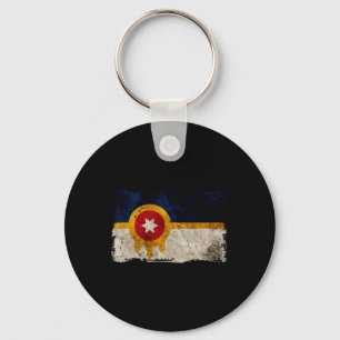 Llavero Nueva bandera de Tulsa vintage desgastada Tulsa Ok