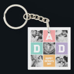 Llavero Nueva cuadrícula fotográfica del Día del Padre Pri<br><div class="desc">Regalo personalizado del Día del Padre para que tu padre celebre el Día del Padre. Ya sea por un nuevo padre, padrastro, padre viejo y clásico o futuro, la función de texto personalizado te cubrirá. Puede cambiar el texto a su texto deseado y cargar su propia foto personalizado. Consigue algo...</div>