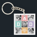 Llavero Nueva cuadrícula fotográfica del Día del Padre Pri<br><div class="desc">Regalo personalizado del Día del Padre para que tu padre celebre el Día del Padre. Ya sea por un nuevo padre, padrastro, padre viejo y clásico o futuro, la función de texto personalizado te cubrirá. Puede cambiar el texto a su texto deseado y cargar su propia foto personalizado. Consigue algo...</div>