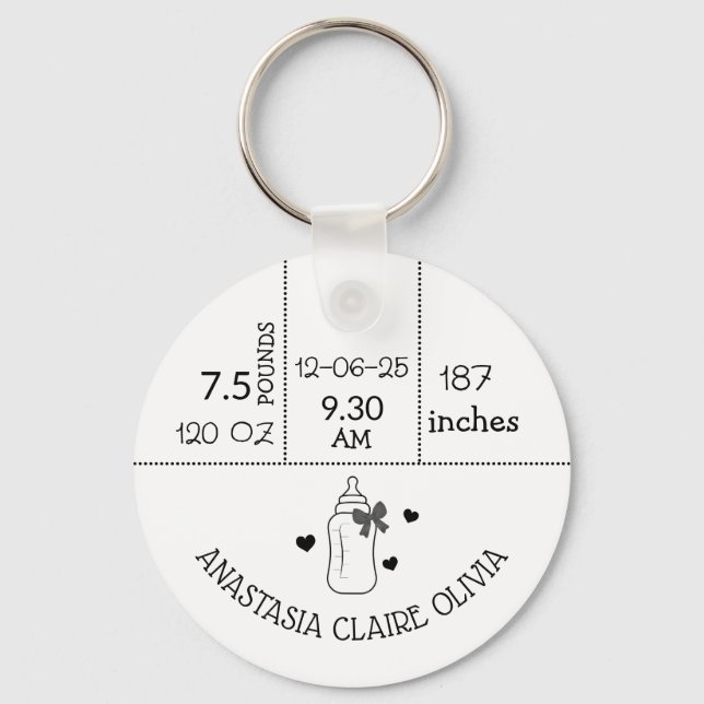Llavero Nueva madre bebé llegada bebé estadísticas recién  (Anverso)