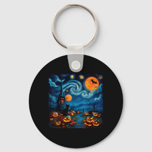 Llavero Nuevo Arte Estrellado Noche Arte De Halloween Gato