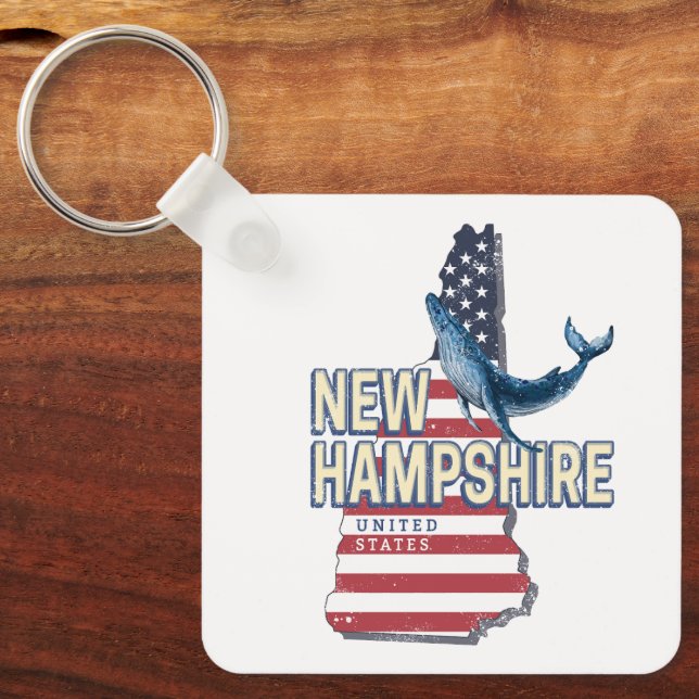 Llavero Nuevo Hampshire Estados Unidos Mapa del Estado Ret (Anverso)