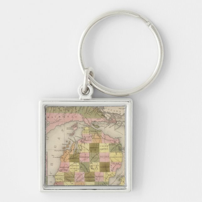 Llavero Nuevo Mapa De Michigan (Frente)