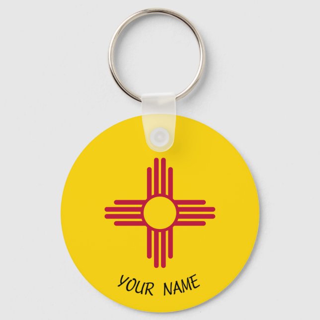 Llavero Nuevo México Zia Sun Keychain ID Etiqueta TU NOMBR (Anverso)