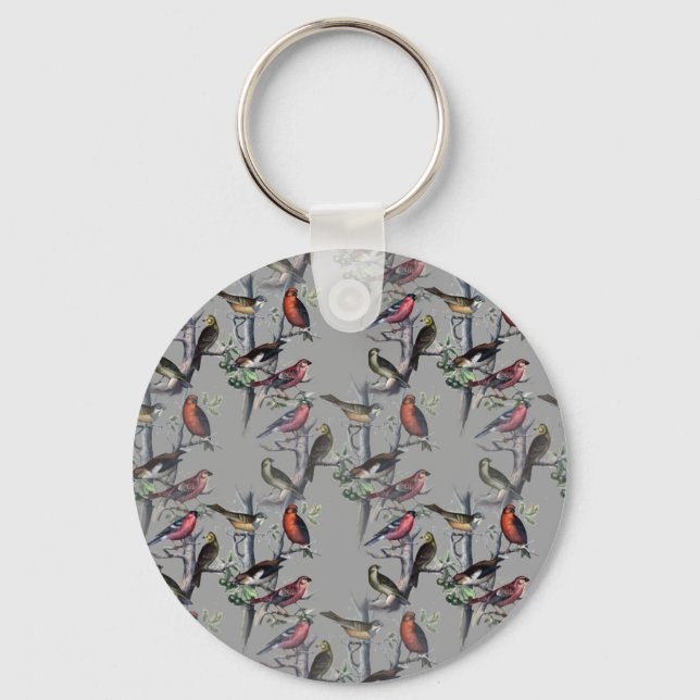Llavero Nuevos accesorios para patrones de aves, gris de a (Anverso)