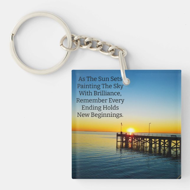 Llavero Nuevos Comienzos, Citas Motivacionales Sunset, (Frente)