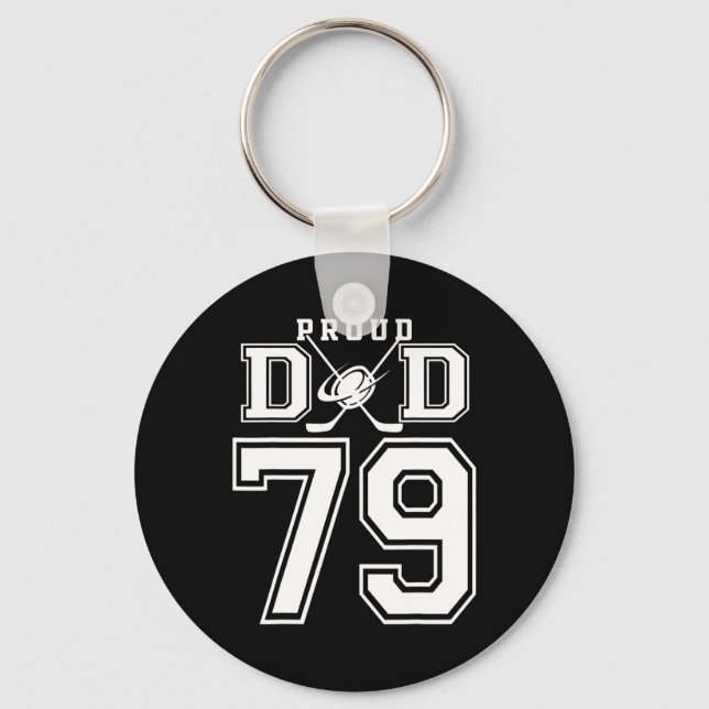 Llavero Number 79 Custom Proud Hockey Dad Personalized For (Anverso)