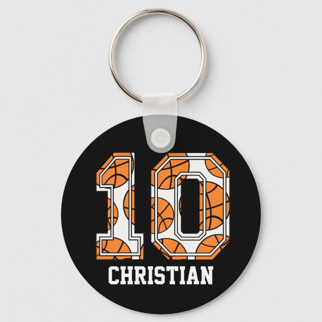 Llavero Número 10 de baloncesto personalizado (Anverso)