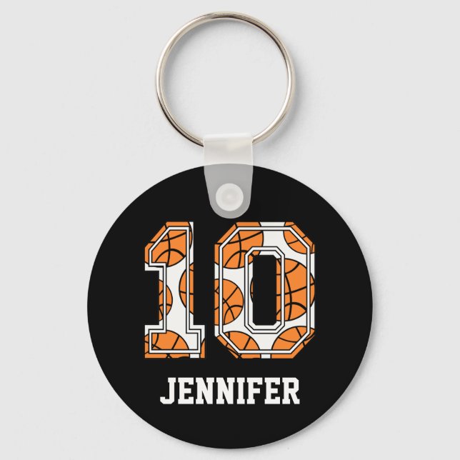 Llavero Número 10 de baloncesto personalizado (Anverso)