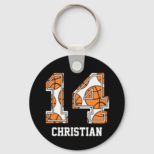Llavero Número 14 de baloncesto personalizado (Anverso)