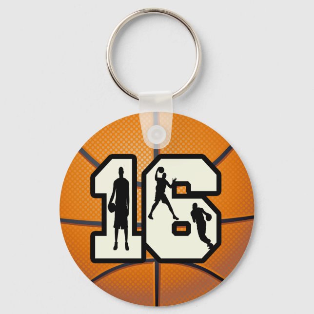 Llavero Número 16 de Baloncesto y Jugadores (Anverso)
