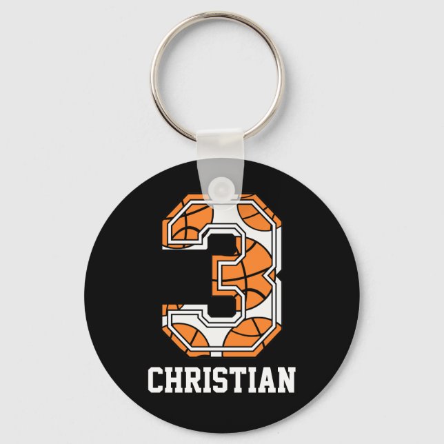 Llavero Número 3 de baloncesto personalizado (Anverso)