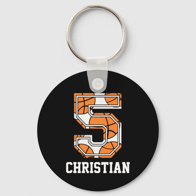 Llavero Número 5 de baloncesto personalizado (Anverso)