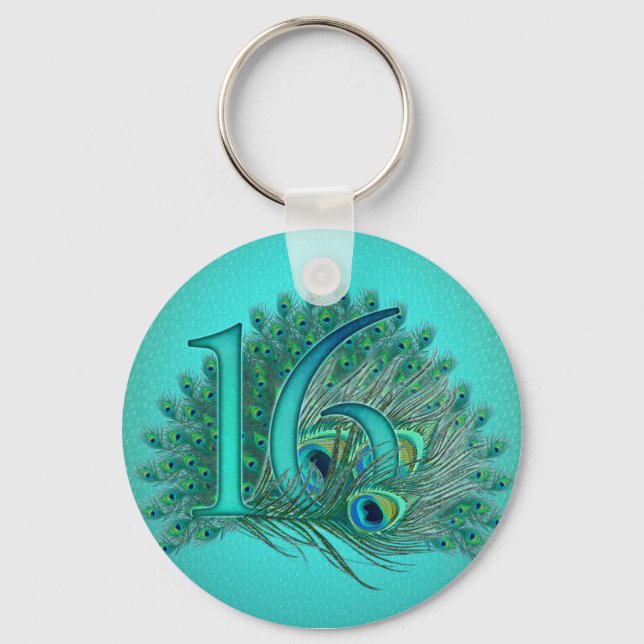 Llavero número de edad decorada dulce de 16 años (Anverso)