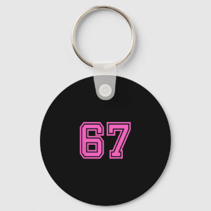 Llavero Número de equipo deportivo retro rosa #67 