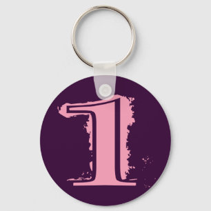 Llavero Número de estilo rosado 1 del Grunge