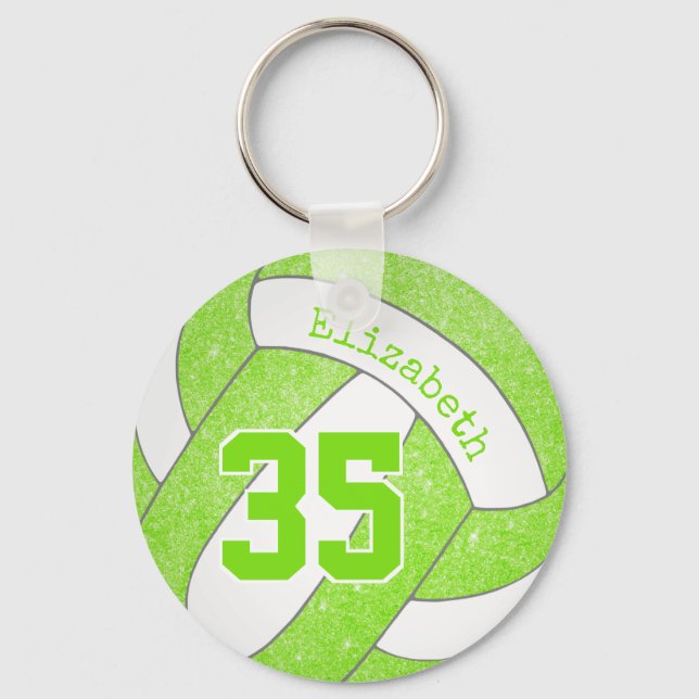 Llavero número de jersey de la bolsa de voleibol verde lim (Anverso)