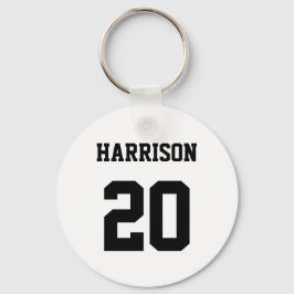 Llavero Número de nombre personalizado blanco negro de dep