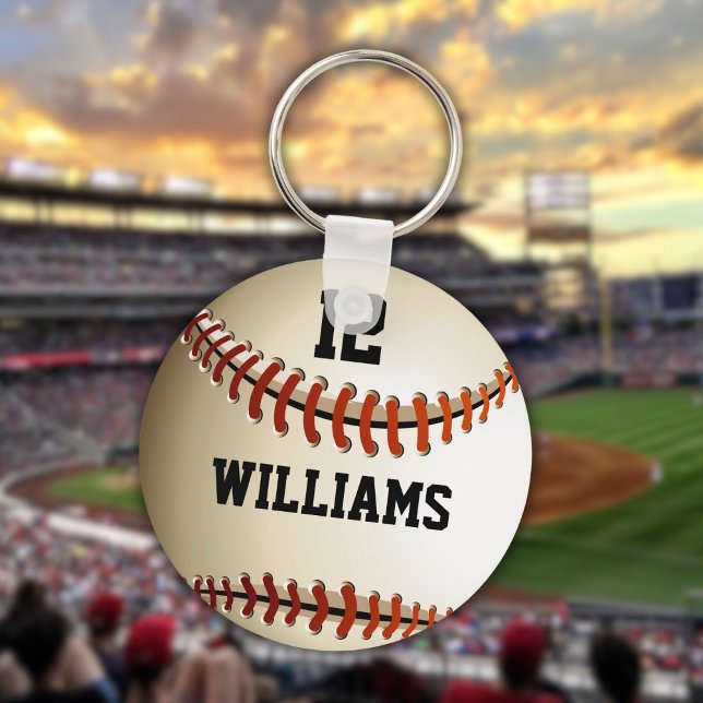 Llavero Número de nombre personalizado de béisbol (Personalized Name Number Baseball Keychain)