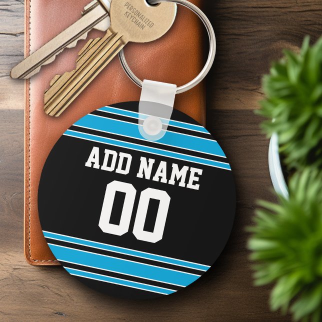 Llavero Número de nombre personalizado de Jersey de Black  (Personalized Keychain - Sports Jersey Football Theme)