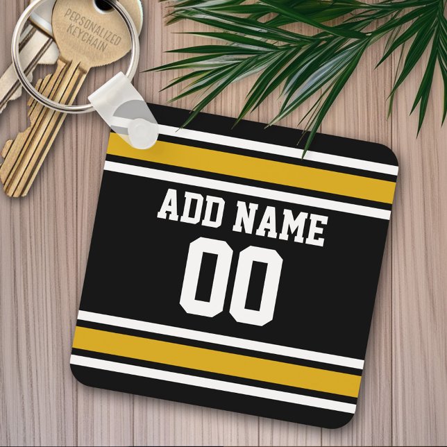 Llavero Número de nombre personalizado de Jersey de Black  (Personalized keychain - Sports Jersey Theme)