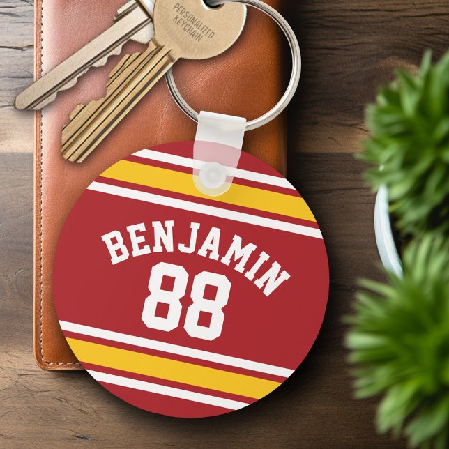Llavero Número de nombre personalizado de Jersey de Sports (Personalized Keychain - Sports Jersey Football Theme)