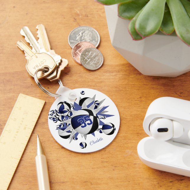 Llavero número jersey de chicas de baloncesto negro azul (Escritorio )