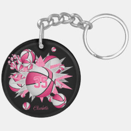 Llavero número jersey de estrellas de baloncesto rosa