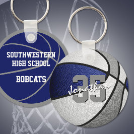 Llavero número jersey personalizado gris azul baloncesto