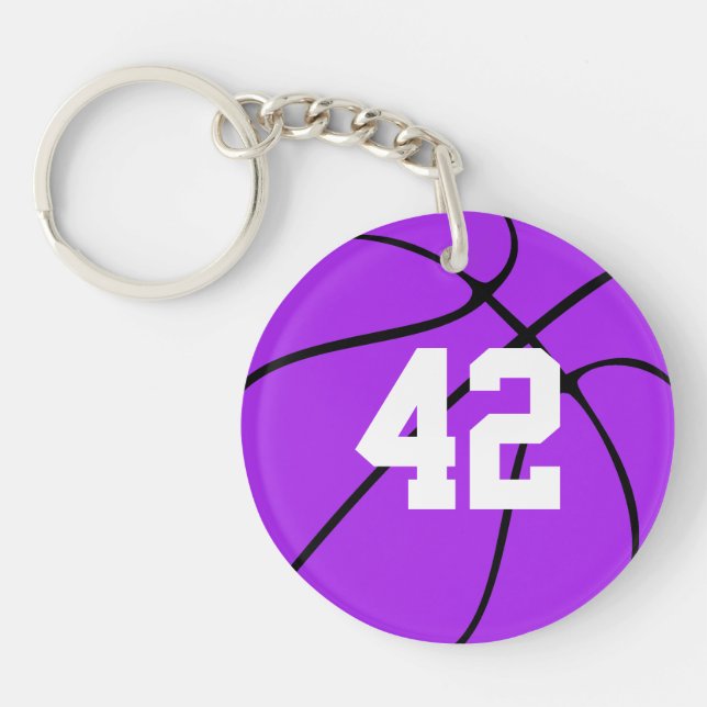 Llavero Número o iniciales de la Jersey Purple Basketball (Frente)