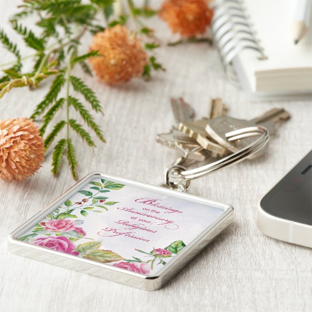 Llavero Nun Aniversario de la profesión religiosa rosas ro (Lado)