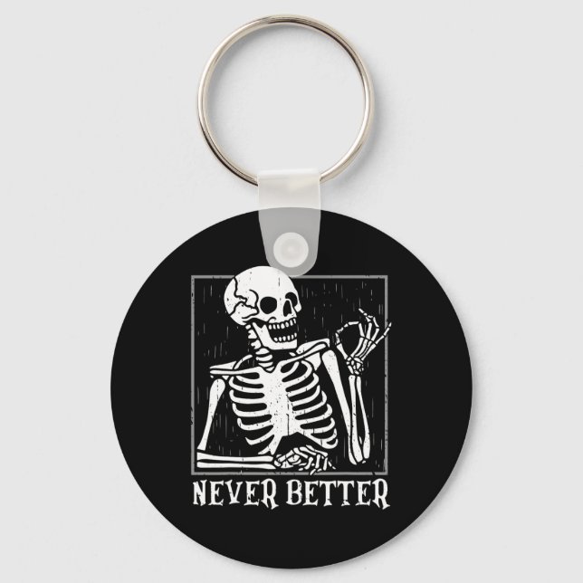 Llavero Nunca Mejor Skeleton Skull Halloween para Mujeres  (Anverso)