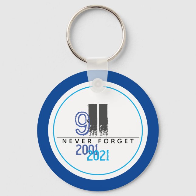 Llavero Nunca olvidemos el Centro de Comercio Mundial Azul (Anverso)