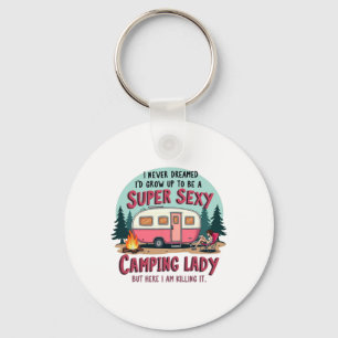 Llavero Nunca soñé Super Y Camping Lady matándolo afuera