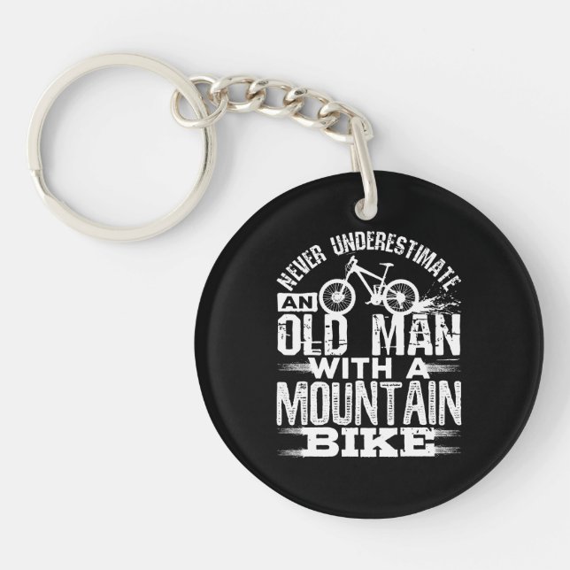 Llavero Nunca subestimes a un anciano con bicicleta de mon (Frente)