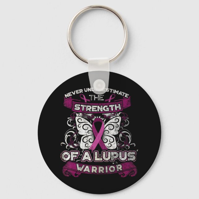 Llavero Nunca subestimes a un guerrero del lupus que pueda (Anverso)