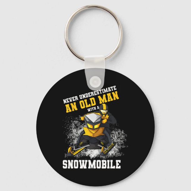 Llavero Nunca Subestimes A Un Viejo Con Un Snowmobile (Anverso)