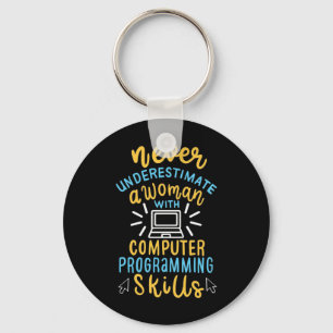 Llavero Nunca Subestimes A Una Mujer Con Una Computadora