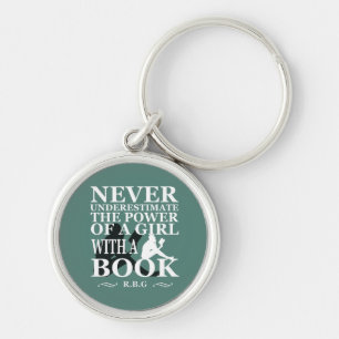 Llavero Nunca subestimes el poder de un chica con libro