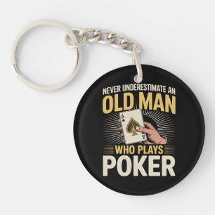 Llavero Nunca Subestimes la Carta de Poker del Viejo