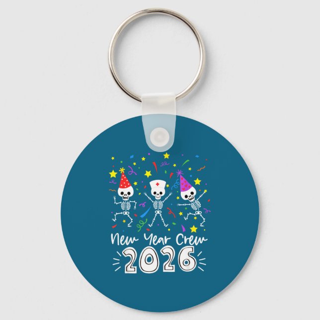Llavero Nurse Dancing Skeleton New Year Crew 2026 Funny Er (Anverso)