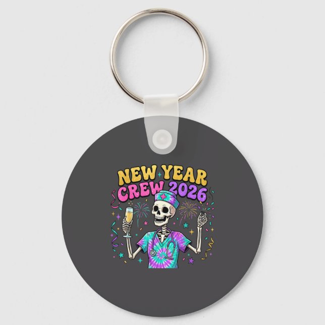 Llavero Nurse Skeleton New Year Crew 2026 Funny Er Icu Eve (Anverso)