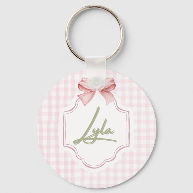 Llavero Nursery Lyla Baby Personalizado Bow&Gingham (Anverso)