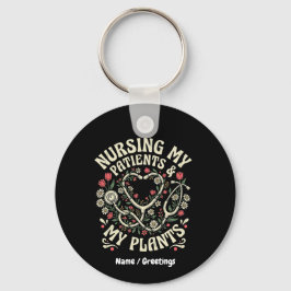Llavero Nursing My Patients & My Plants Retro Floral Steth