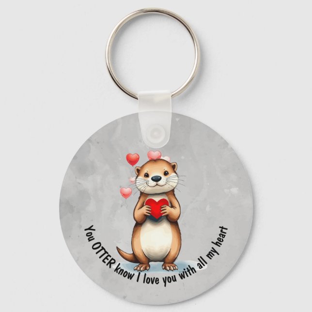 Llavero Nutria adorable te amo con todo mi corazón (Anverso)