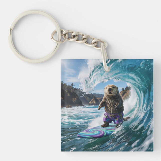 Llavero Nutria de mar surfeando en California (Frente)