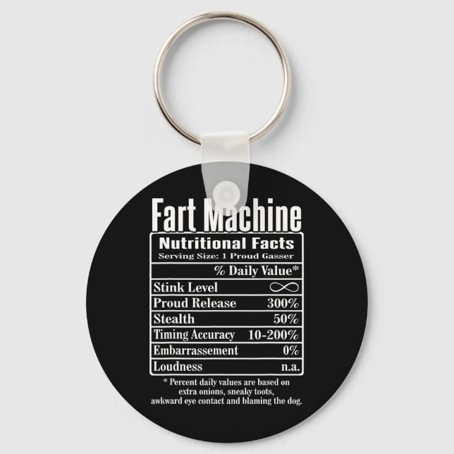Llavero Nutrion Facts Fart Machine Dad Chistes Graciosos F (Anverso)